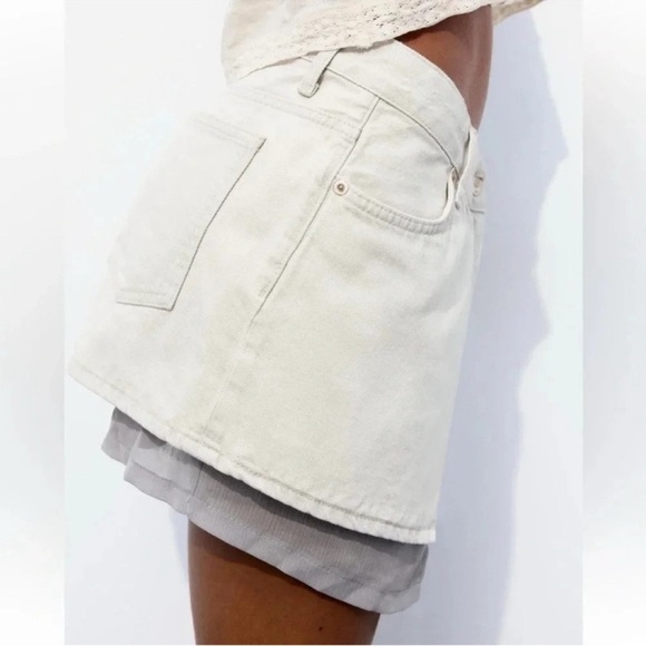ZARA DENIM MINI SKIRT - Picture 5 of 10